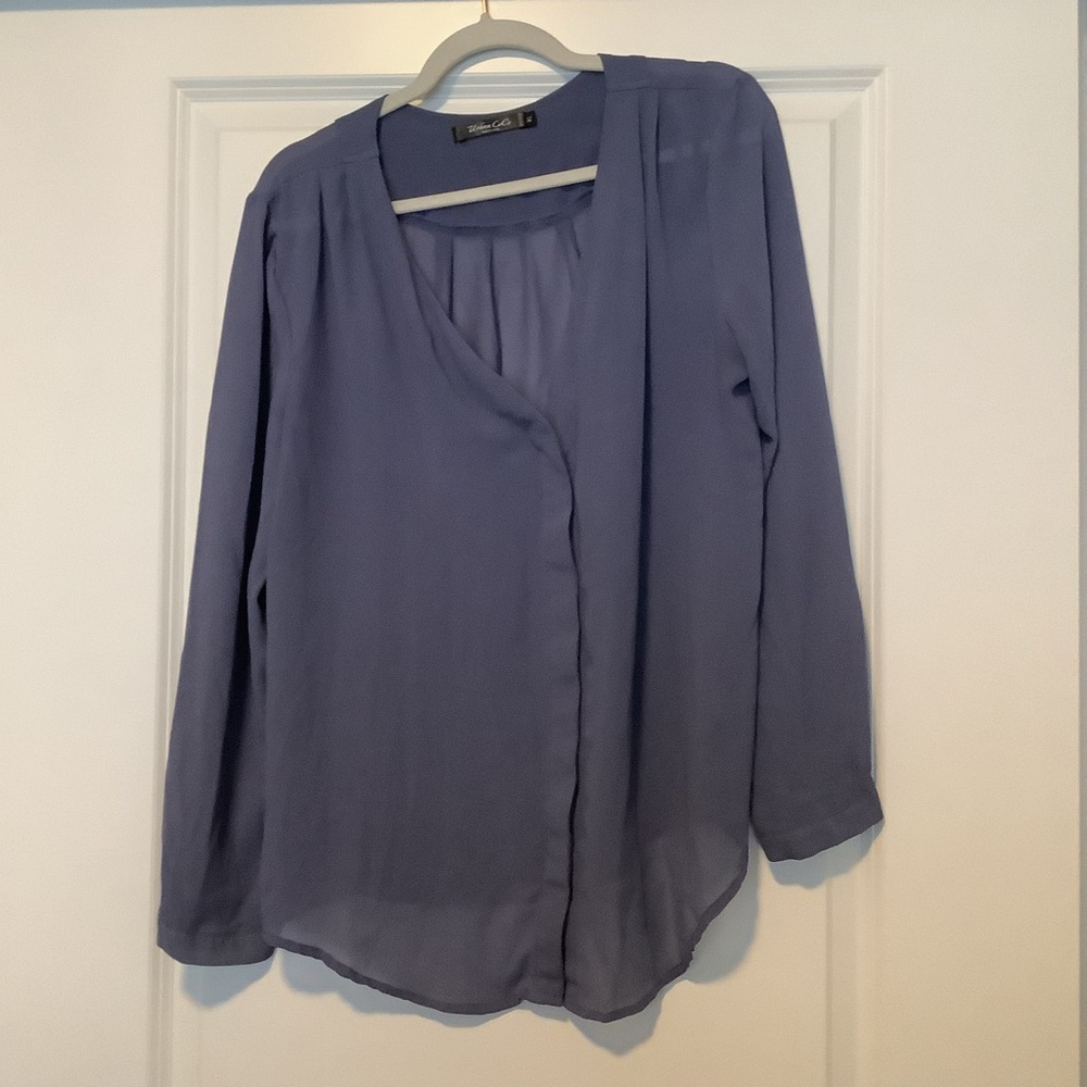 Urban Coco Dusty Blue Button Up Blouse (size XL)